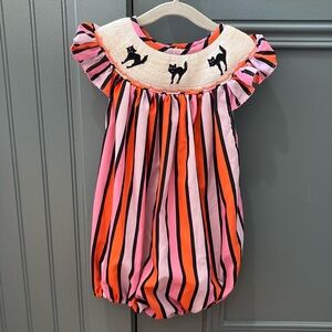 Black Cat Smocked Halloween Bubble (24m)